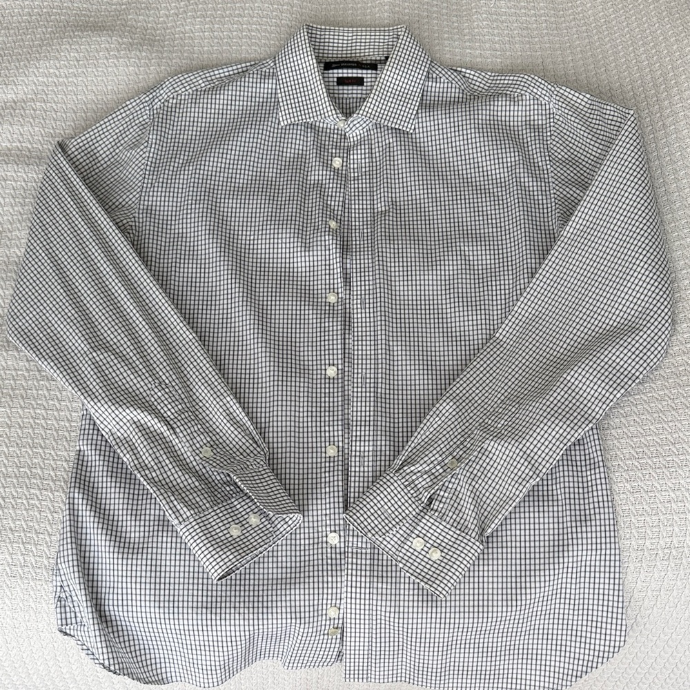 John Varvatos Black and White Checkered Dress Shirt